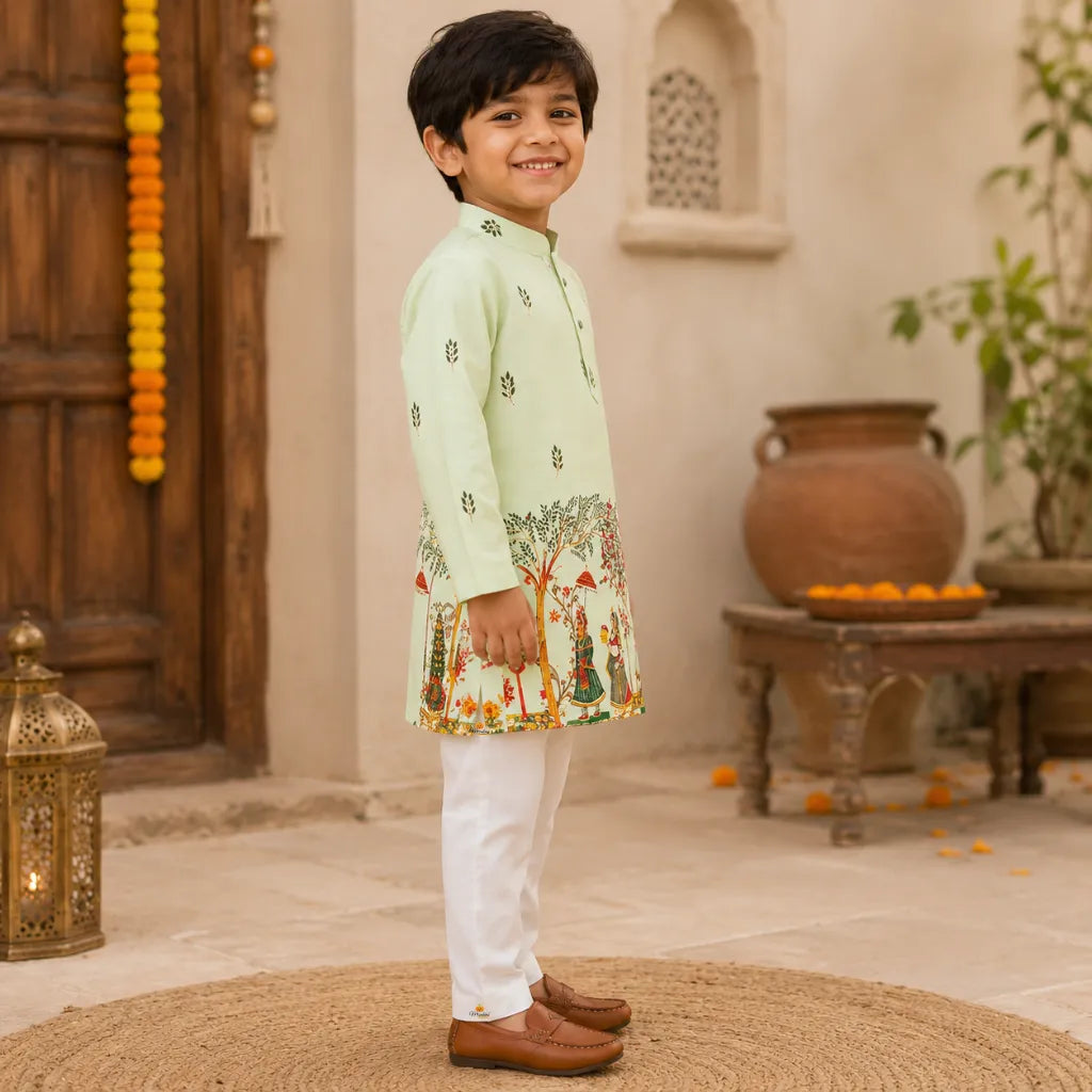 Designer Folk Art Kurta Pajama for Boys