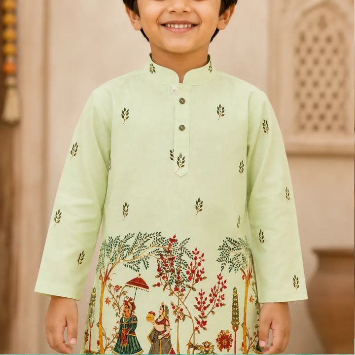 Designer Folk Art Kurta Pajama for Boys
