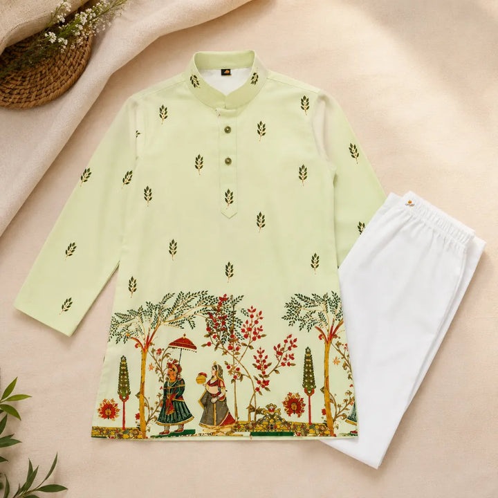 Designer Folk Art Kurta Pajama for Boys