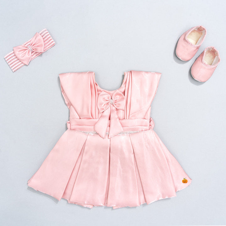 Baby Frock with Shoes & Hairband Front 