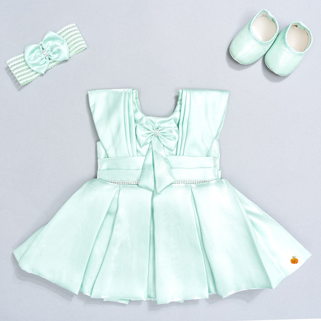 Baby Frock with Shoes & Hairband Front 