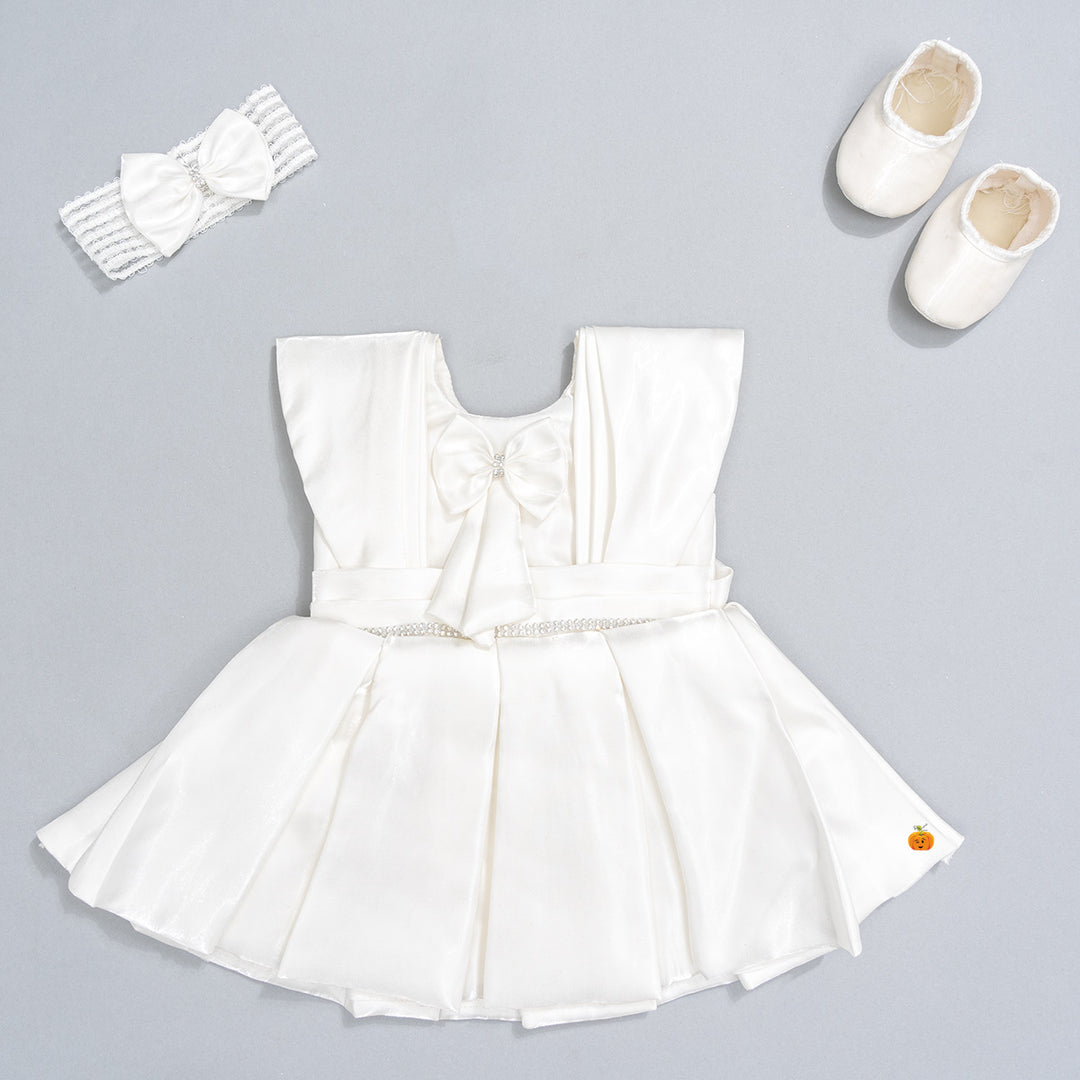 Baby Frock with Shoes & Hairband Front