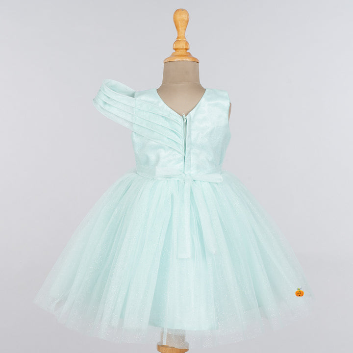 Sea Green & Pink Sequin Frock for Girls Back 