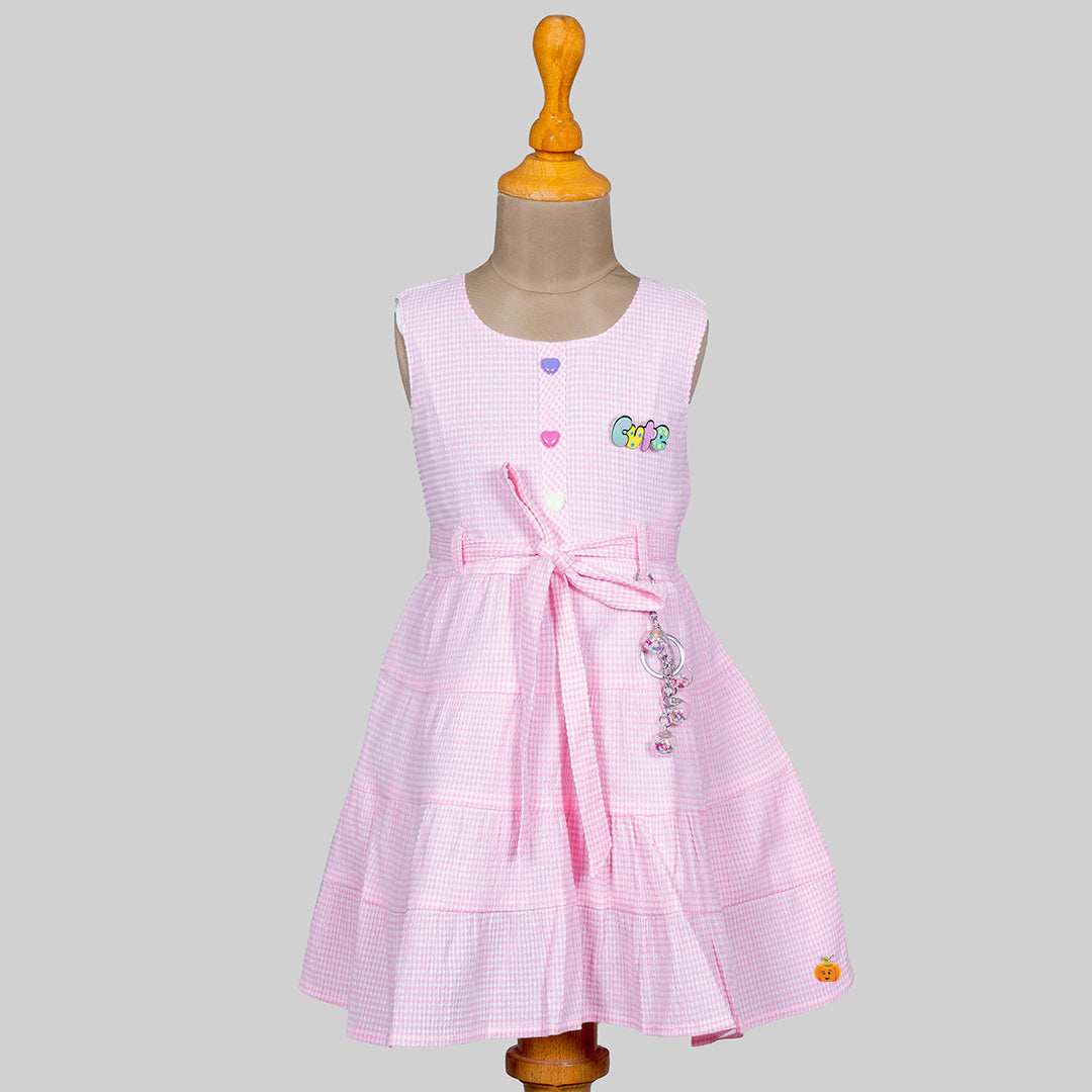 Purple & Pink Cotton Girls Frock Front 