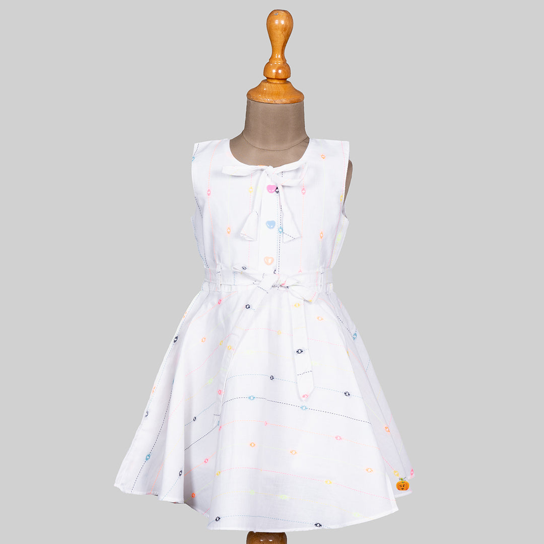 White Cotton Girls Frock Front 