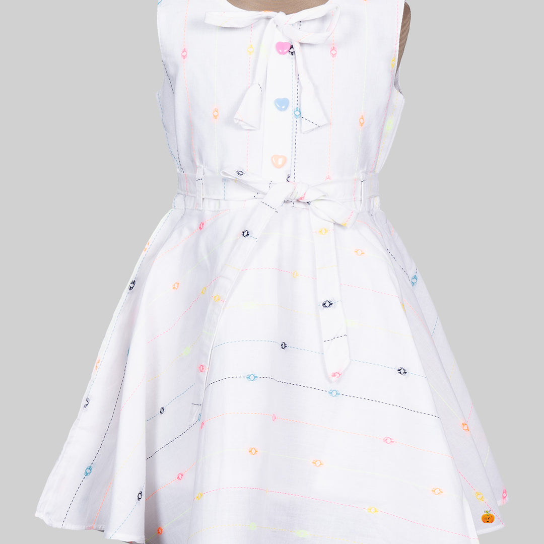 White Cotton Girls Frock Close Up 