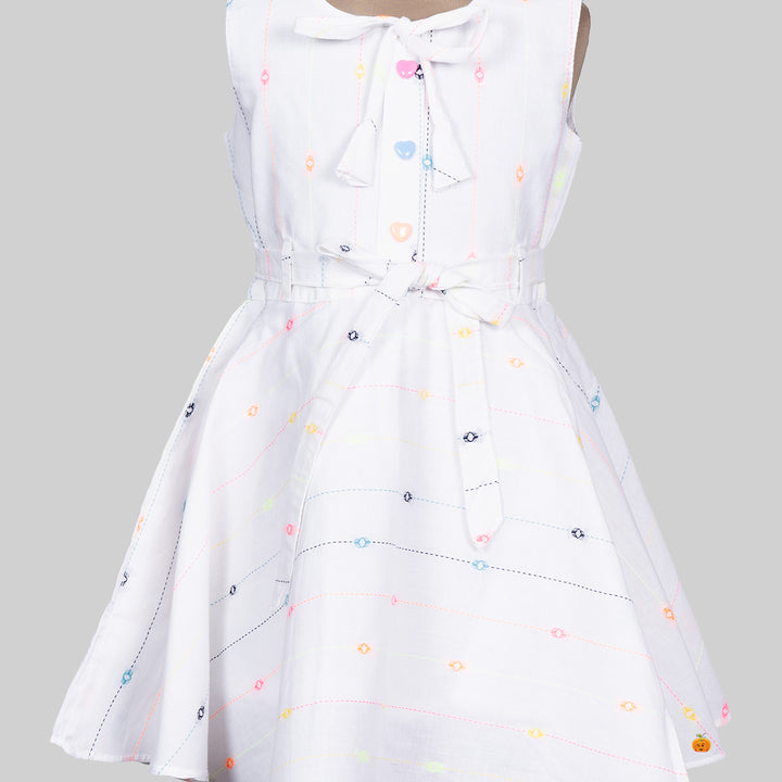 White Cotton Girls Frock Close Up 