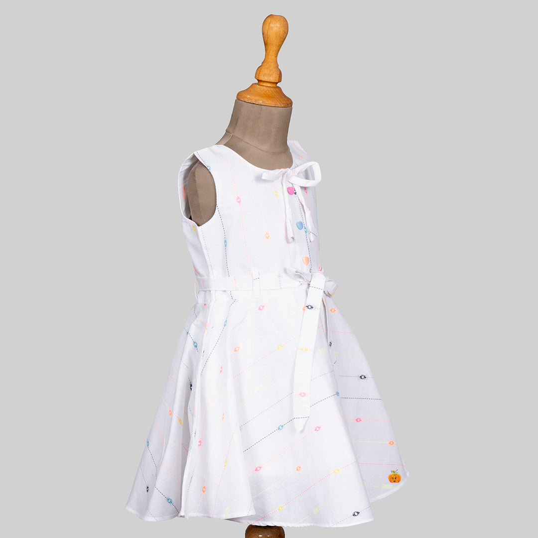 White Cotton Girls Frock Side 