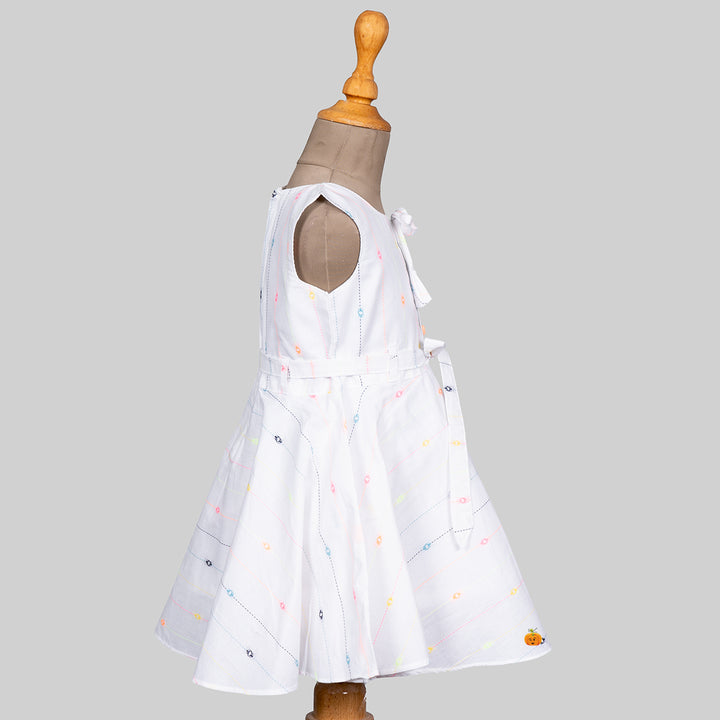 White Cotton Girls Frock Side 