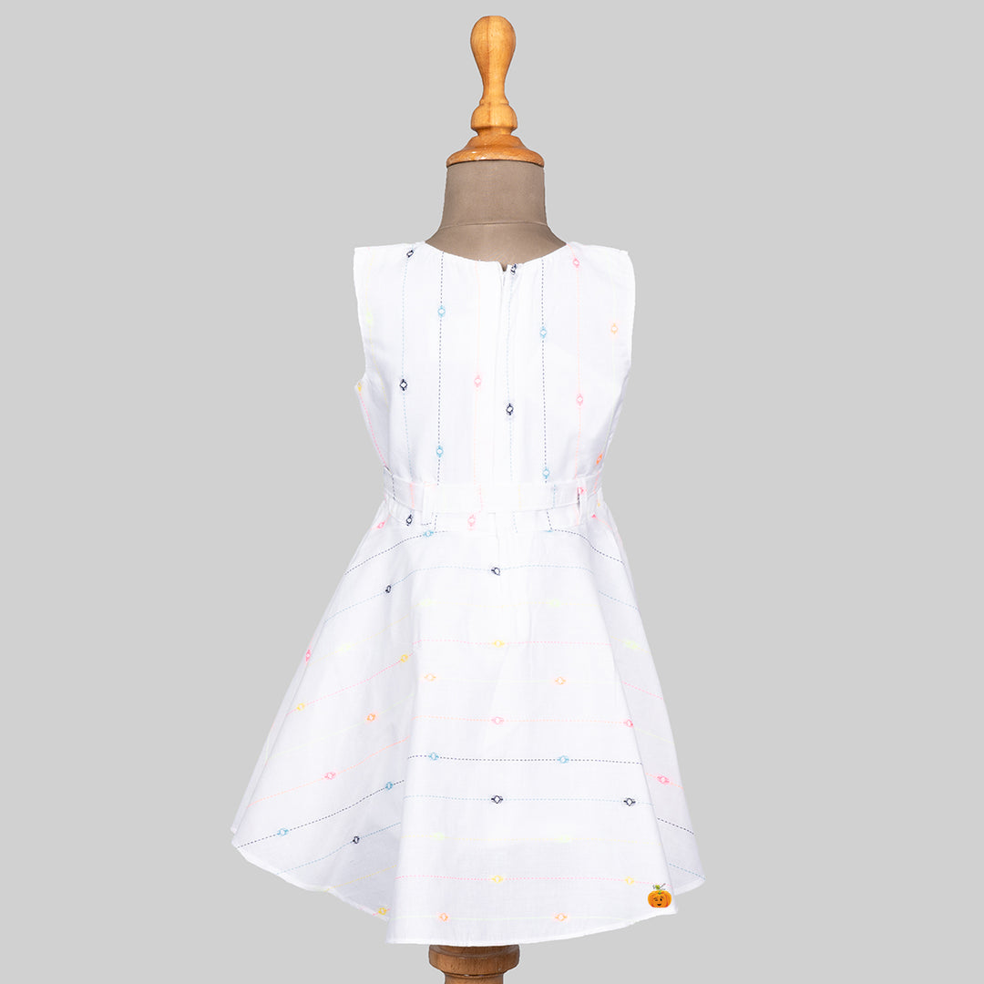 White Cotton Girls Frock Back 