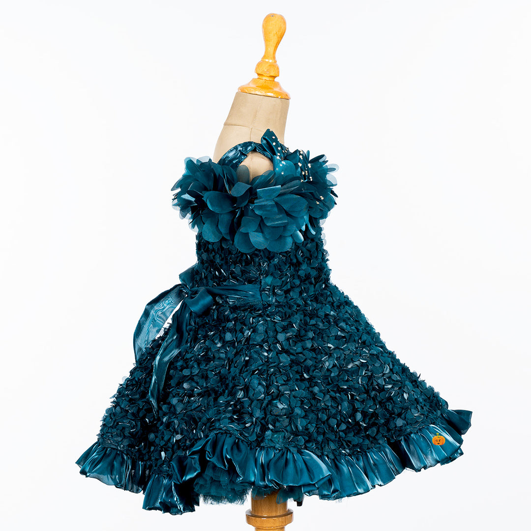 Rama & Onion Frilled Floral Girls Frock Side 