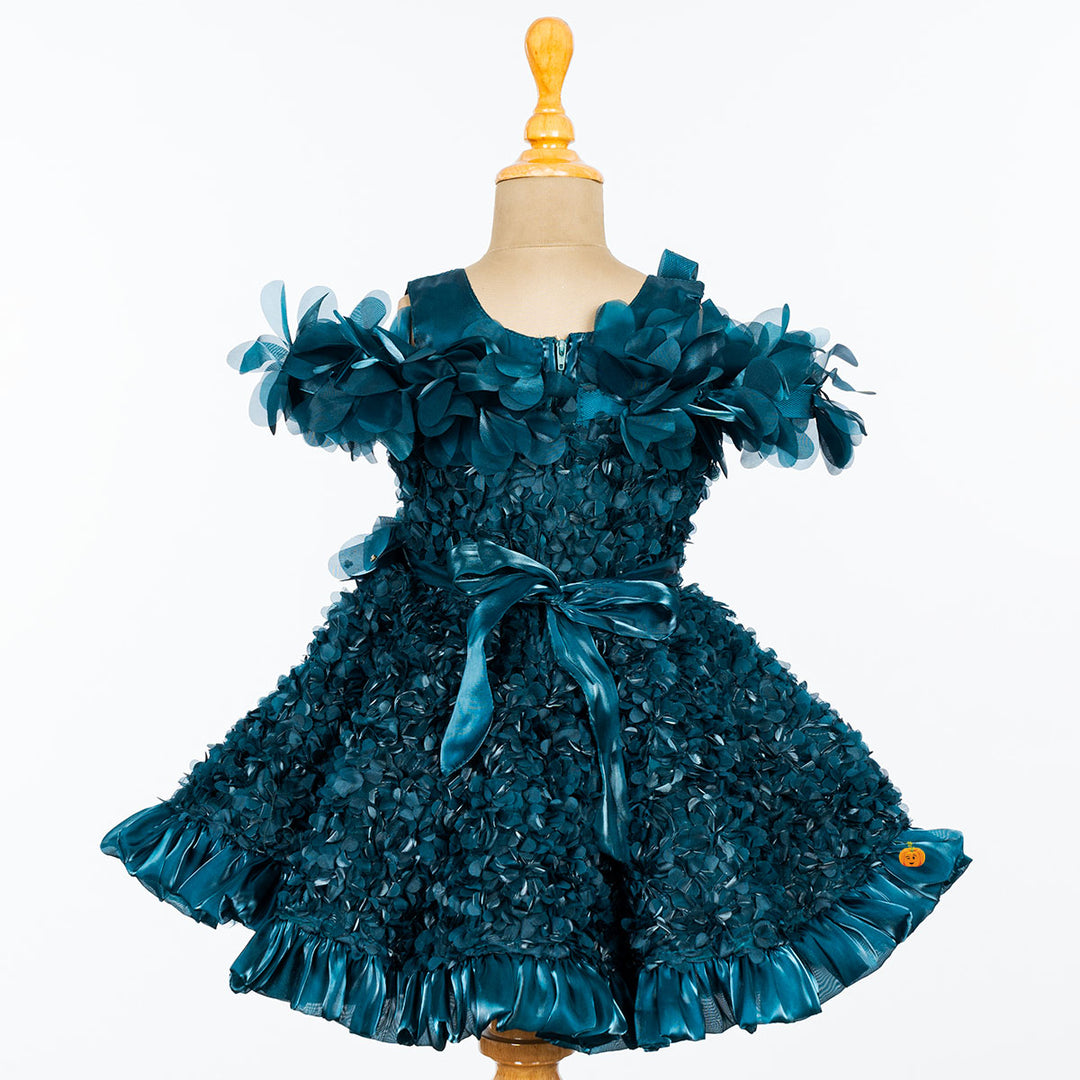 Rama & Onion Frilled Floral Girls Frock Back 