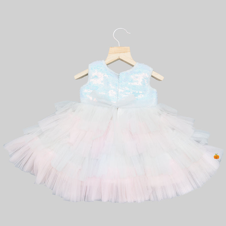 Multi Sequin Net Frock for Baby Girl Back 