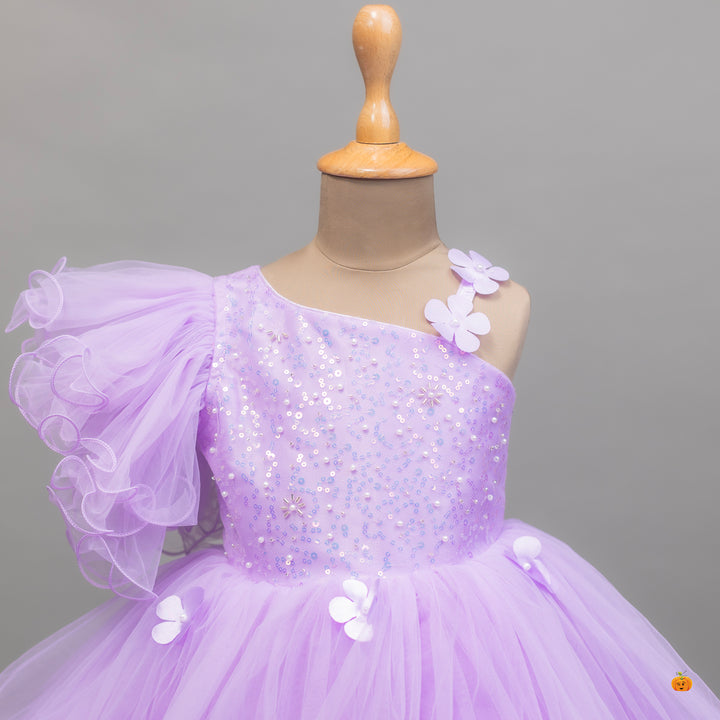 Frill Sleeves Purple Frock for Girls