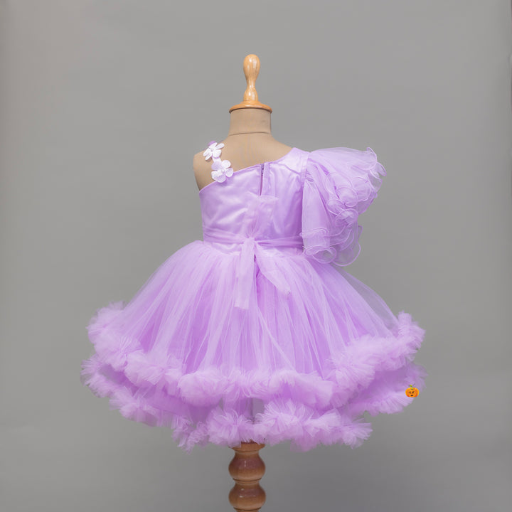 Frill Sleeves Purple Frock for Girls