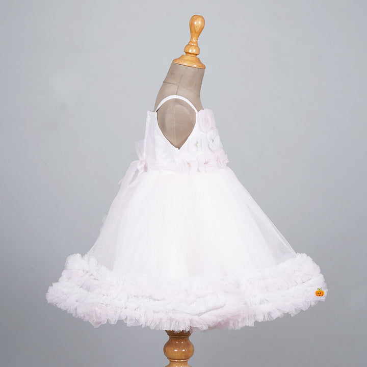 Pink Floral Frill Frock for Girls Side 