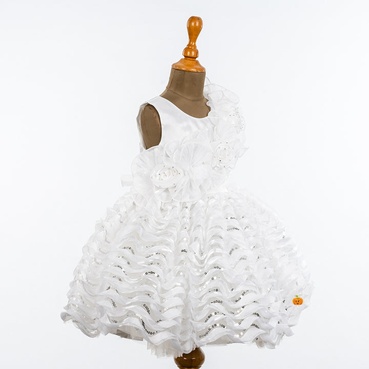 White Sequin Frock for Girls  Side 