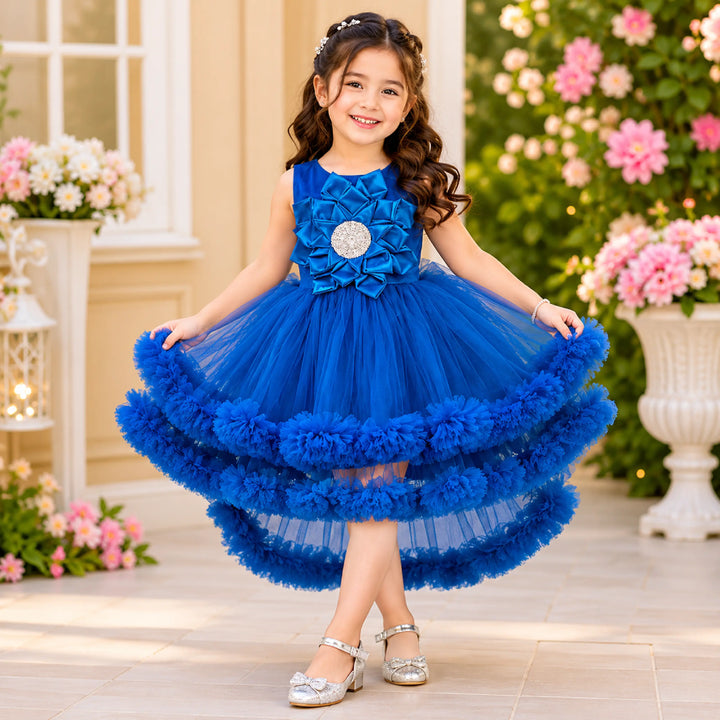 Rama High Low Pattern Frock for Girls