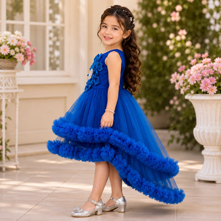 Rama High Low Pattern Frock for Girls