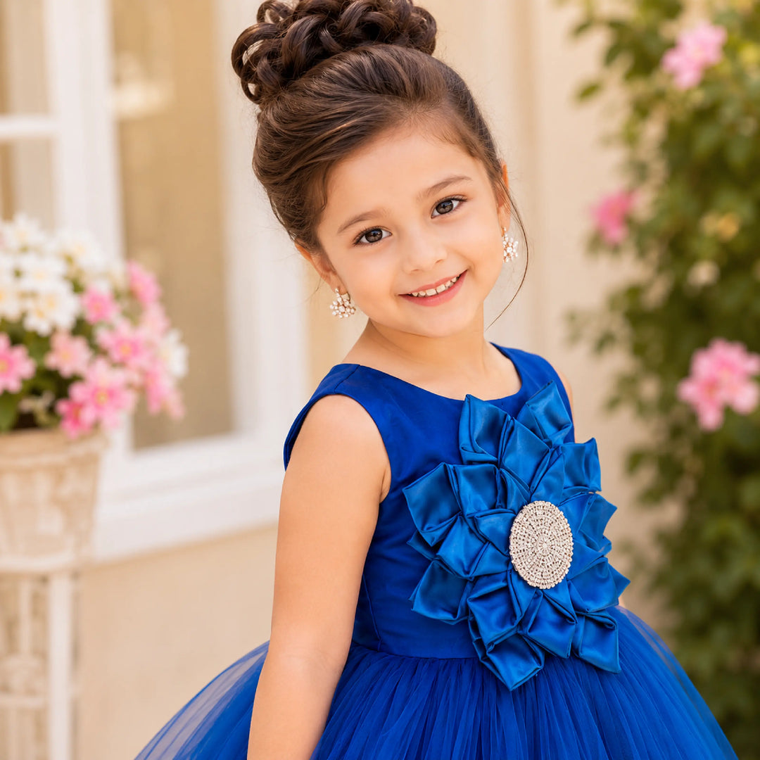 Rama High Low Pattern Frock for Girls