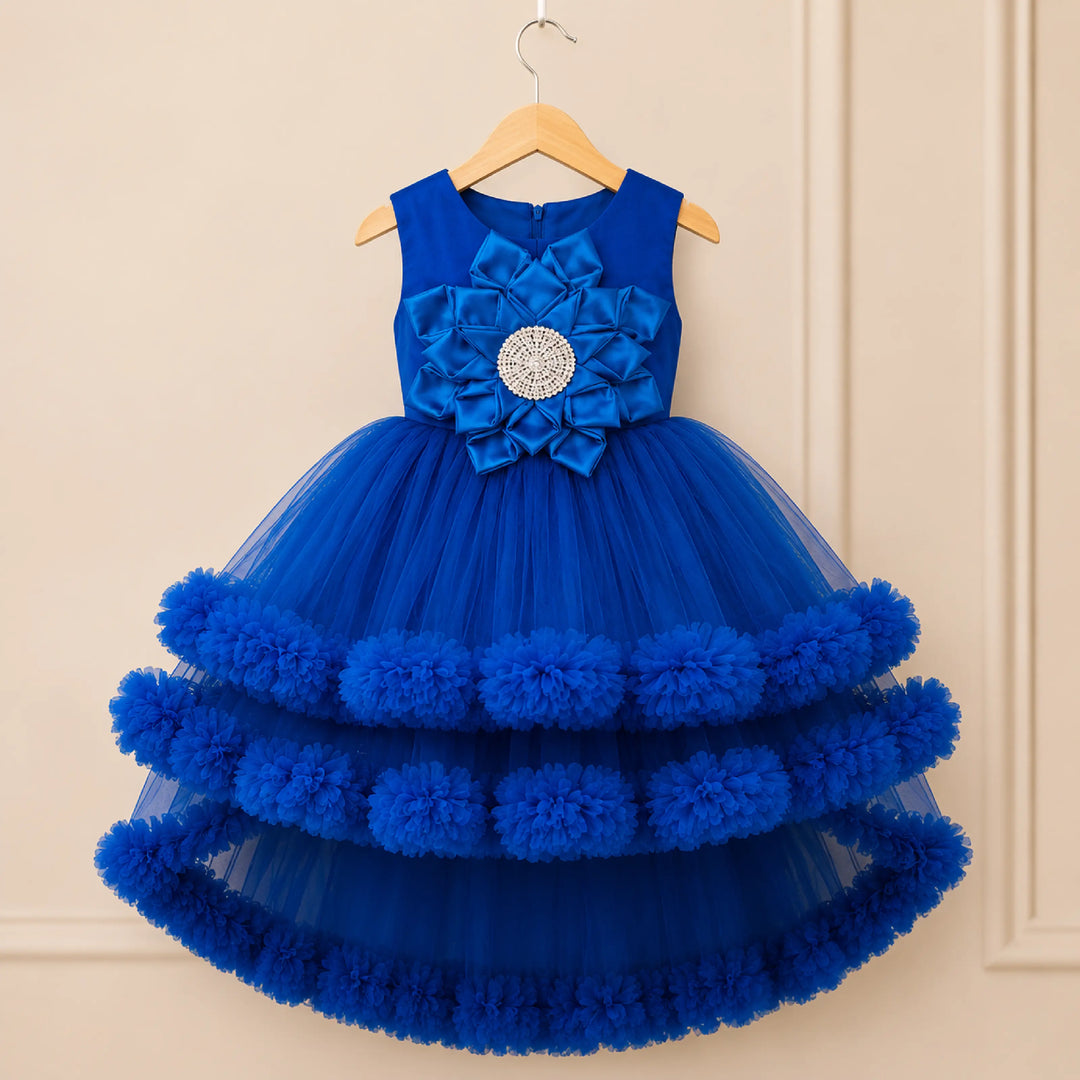 Rama High Low Pattern Frock for Girls