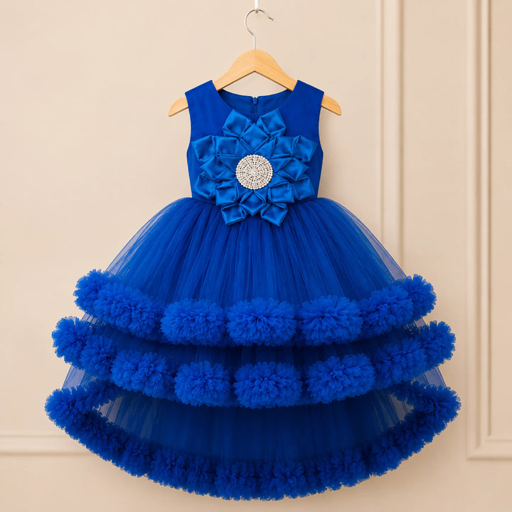 Rama High Low Pattern Frock for Girls