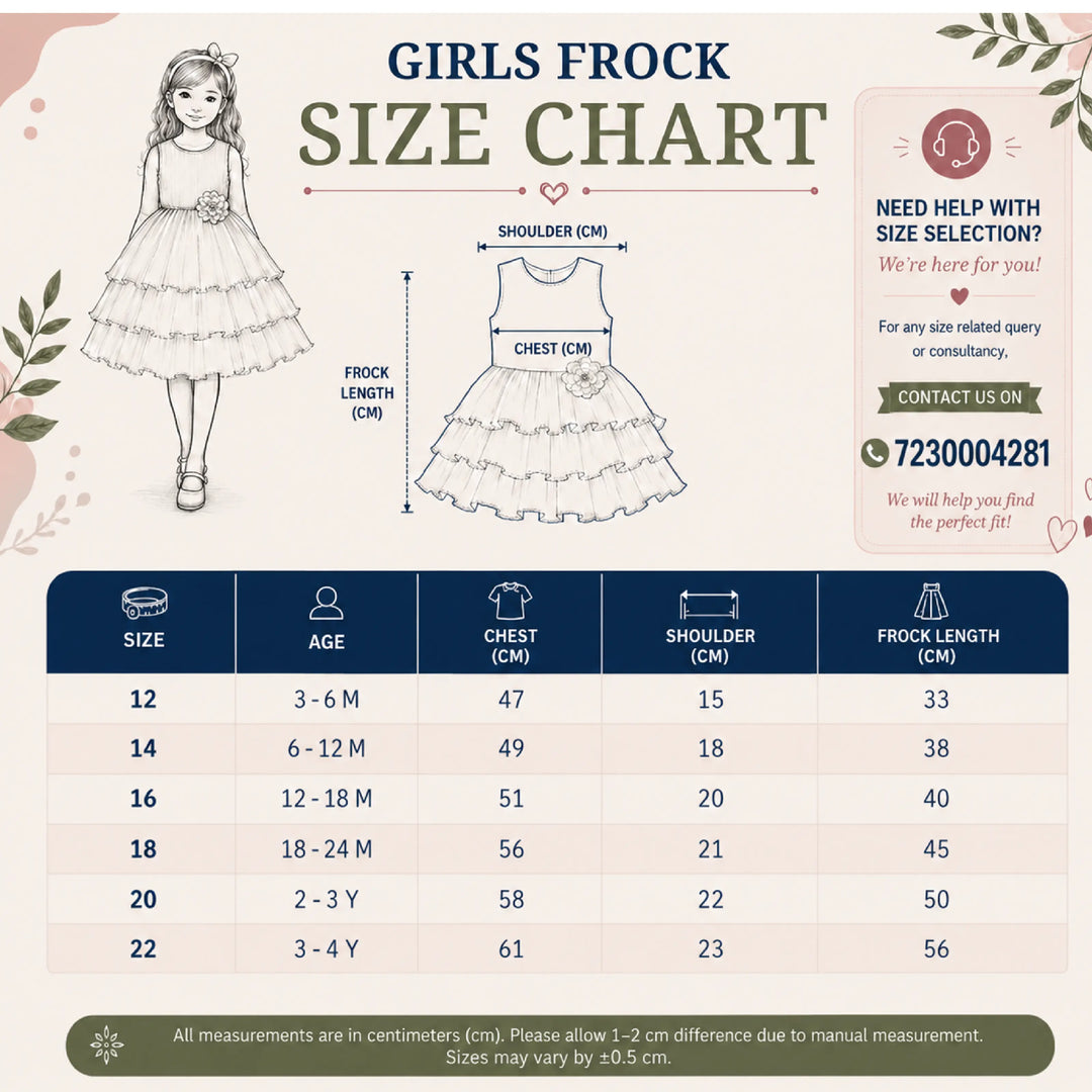 Rama High Low Pattern Frock for Girls