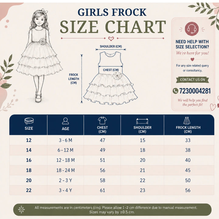 Rama High Low Pattern Frock for Girls