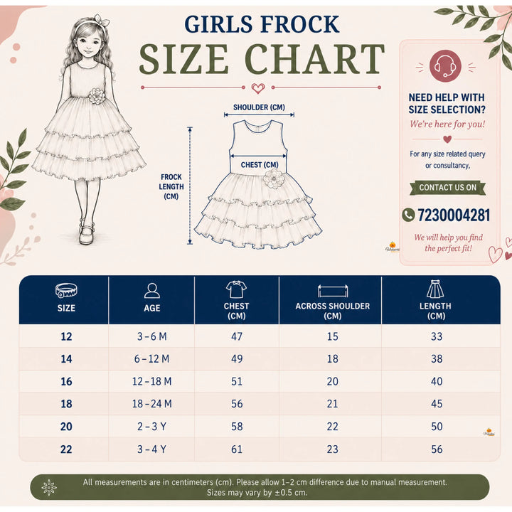 Rani & Wine Floral Detailing Girls Frock
