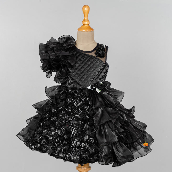 Floral Layered Pattern Girls Frock  Front 