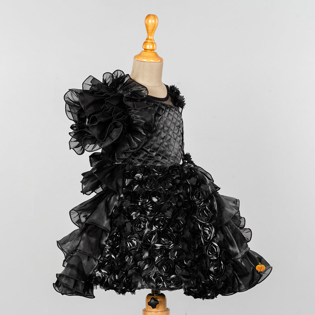 Floral Layered Pattern Girls Frock Side 