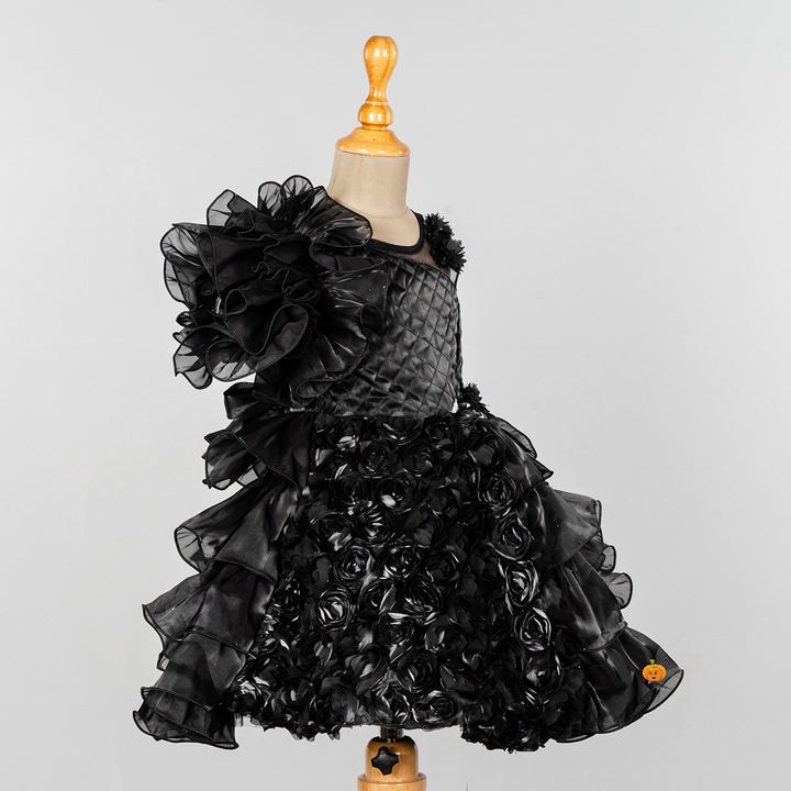 Floral Layered Pattern Girls Frock Side 