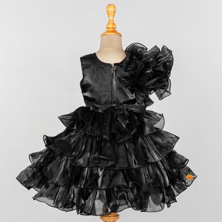 Floral Layered Pattern Girls Frock Back 