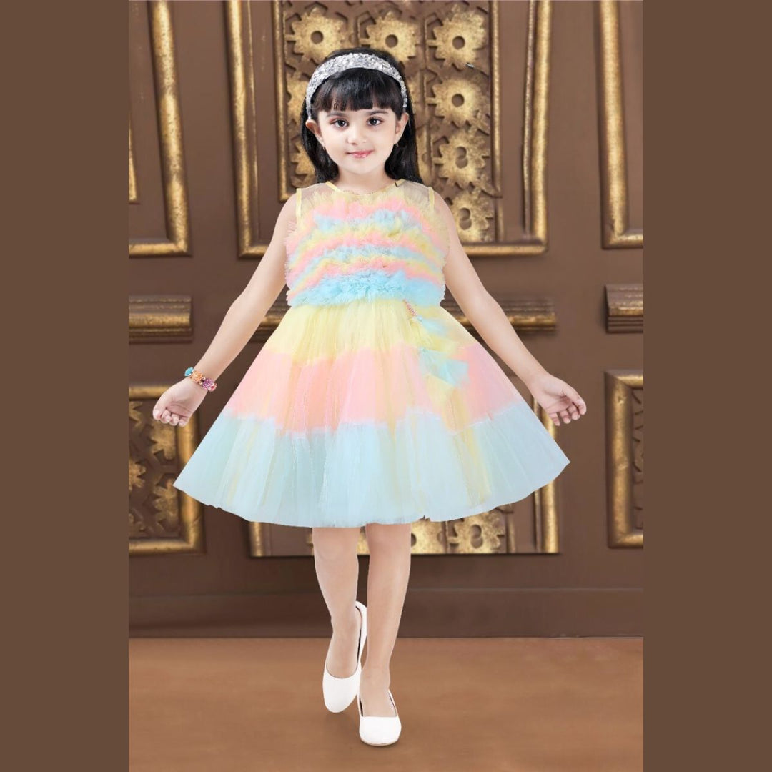 Party Wear Baby Girl Frock With Layered Pattern Front 