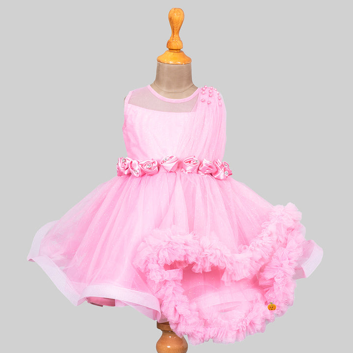 Onion Glittery Frill Frock for Girls Front View