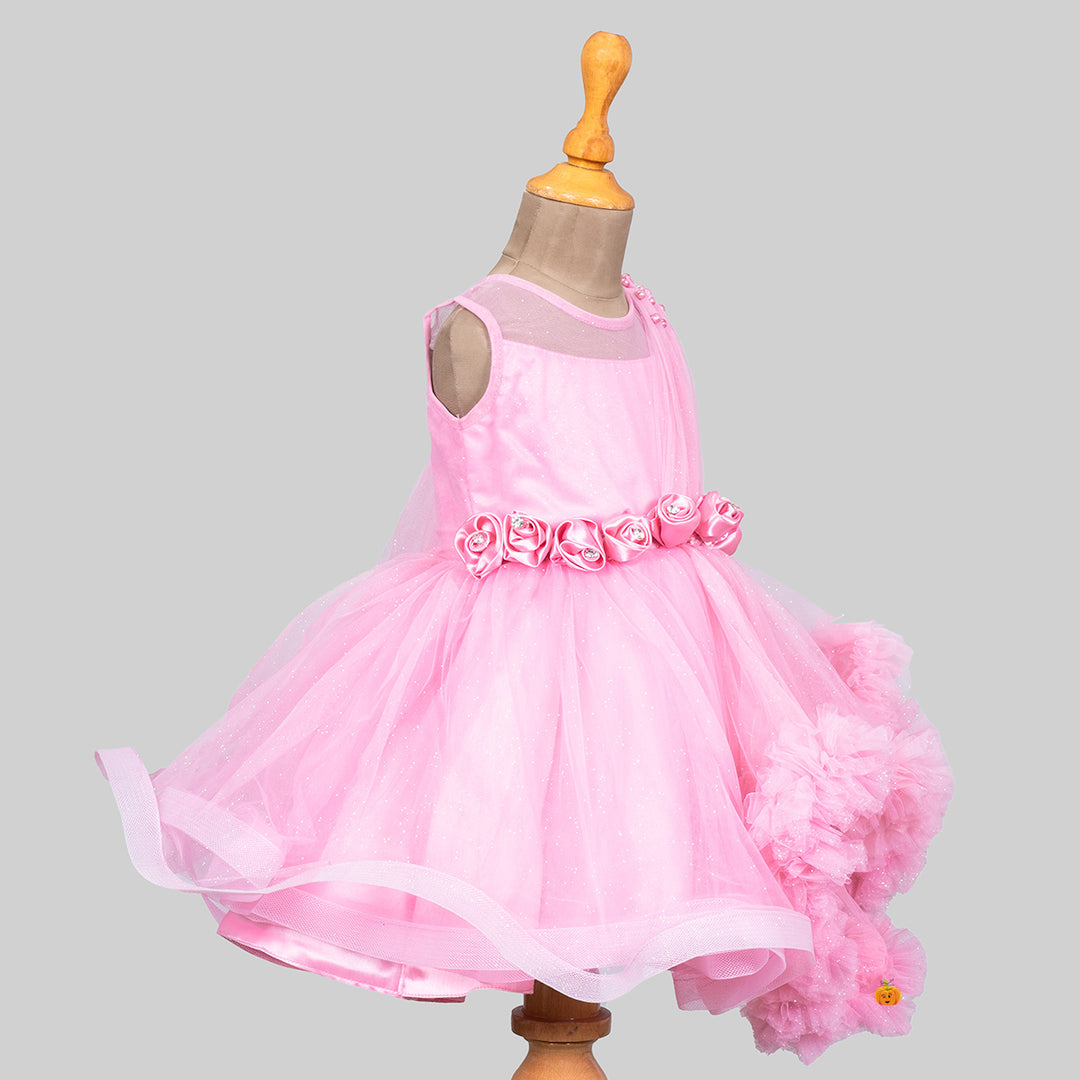 Onion Glittery Frill Frock for Girls Side View