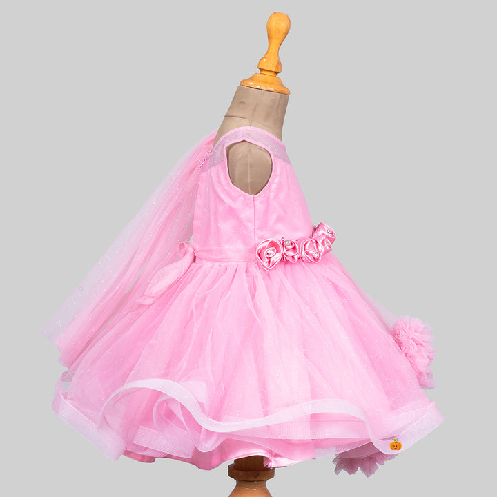 Onion Glittery Fril Frock for Girls Side View Side View