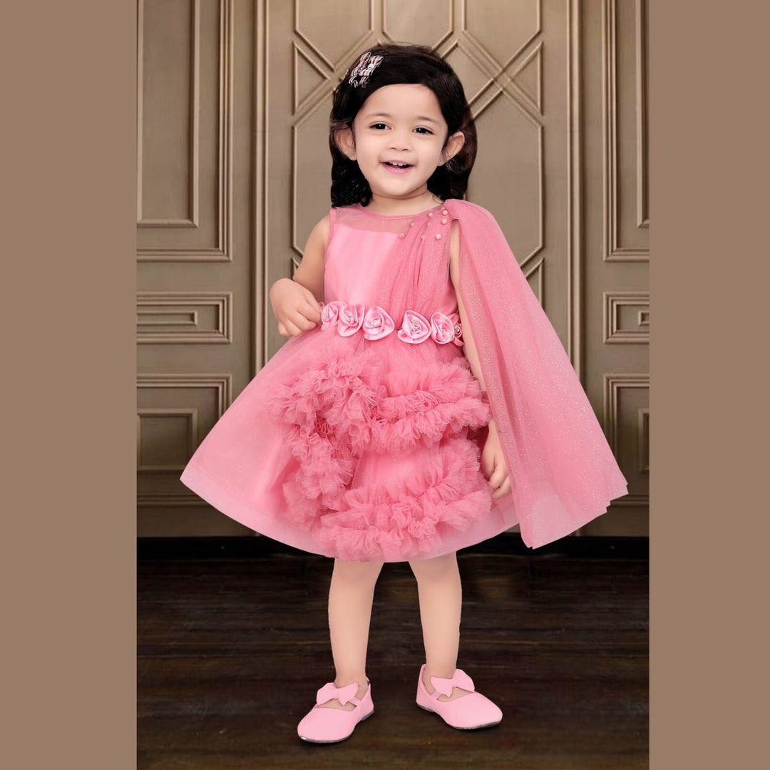 Onion Glittery Frill Frock for Girls Front 