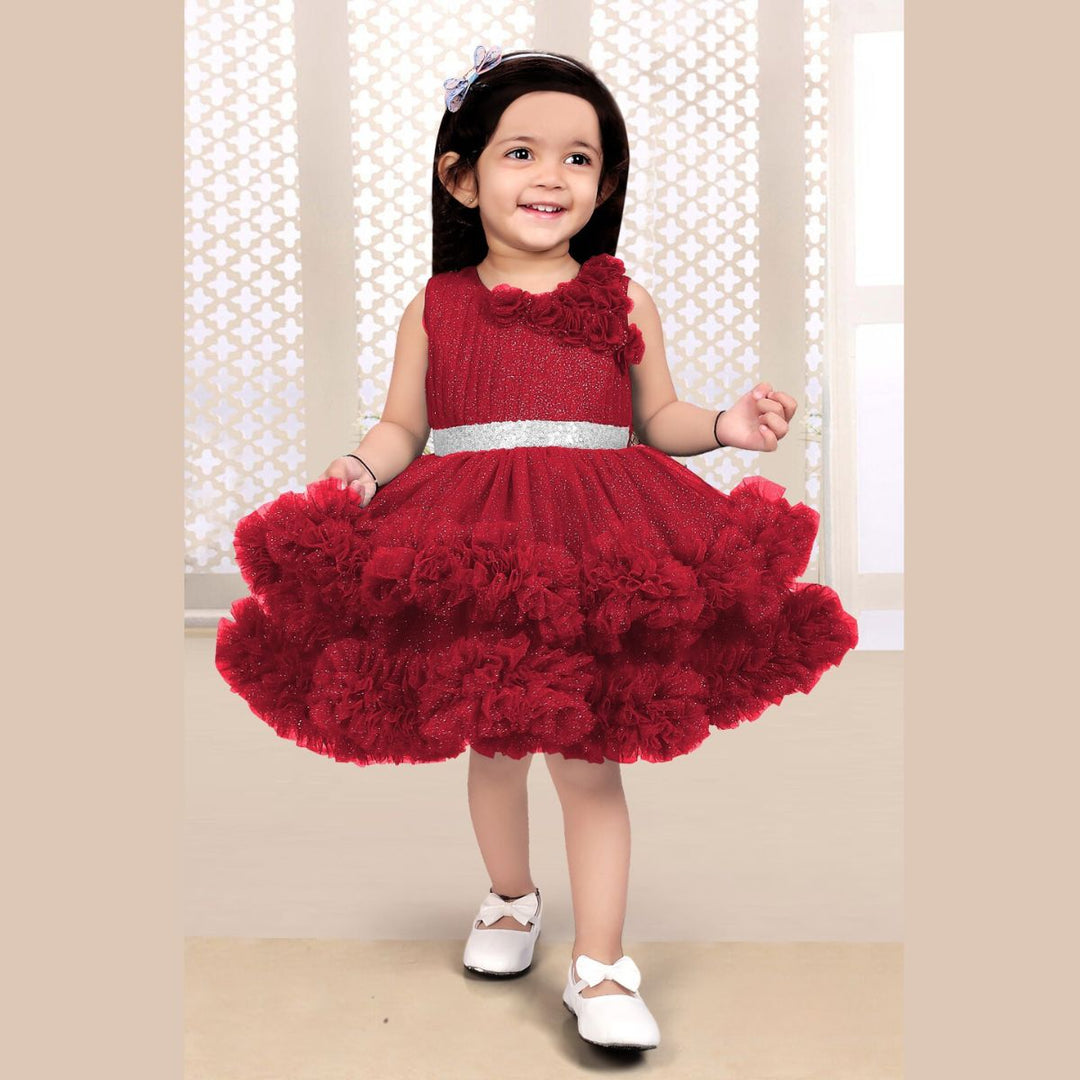 Glittery Layered Girls Frock Front 