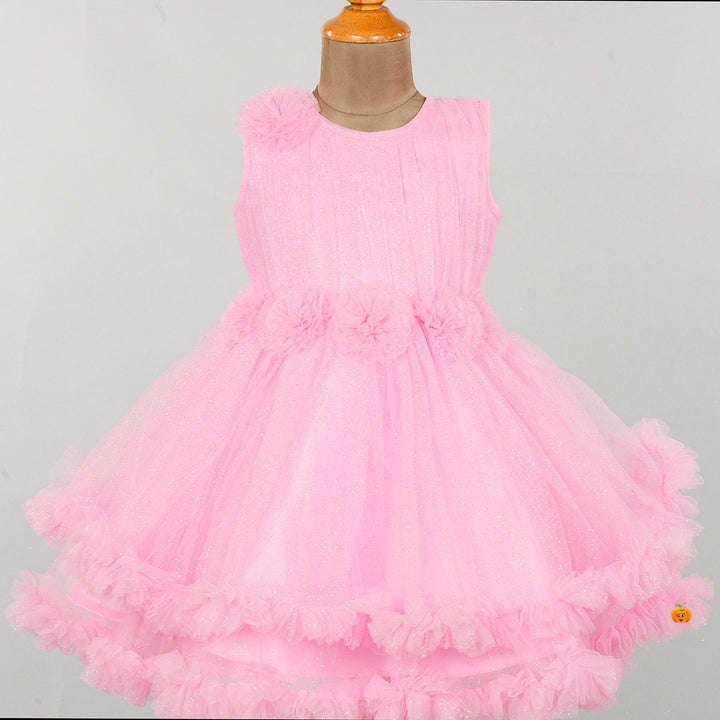 Glittery Frill Frock for Girls Close Up 