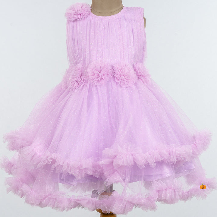 Purple Frill Frock for Girls Close Up 