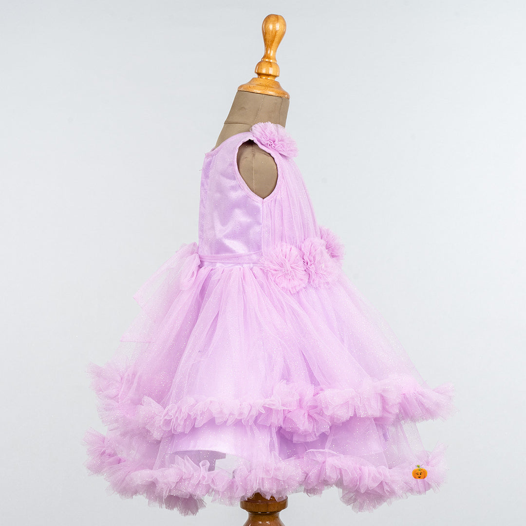 Purple Frill Frock for Girls Side 