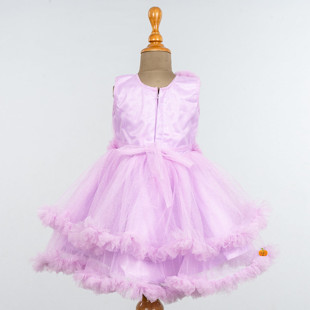 Purple Frill Frock for Girls Back 