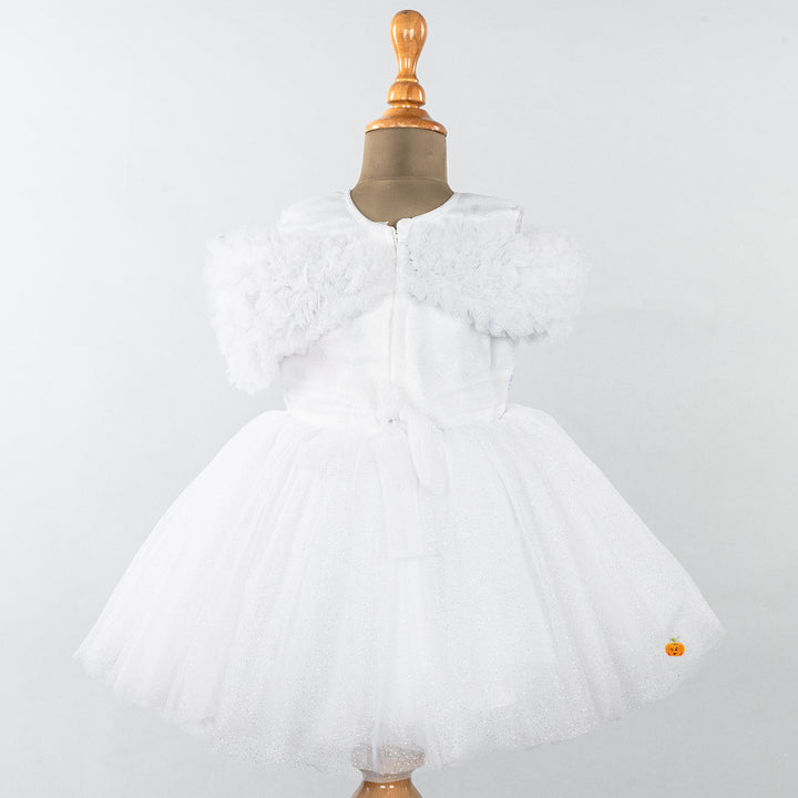 White & Pink Glittery Girls Frock Back 