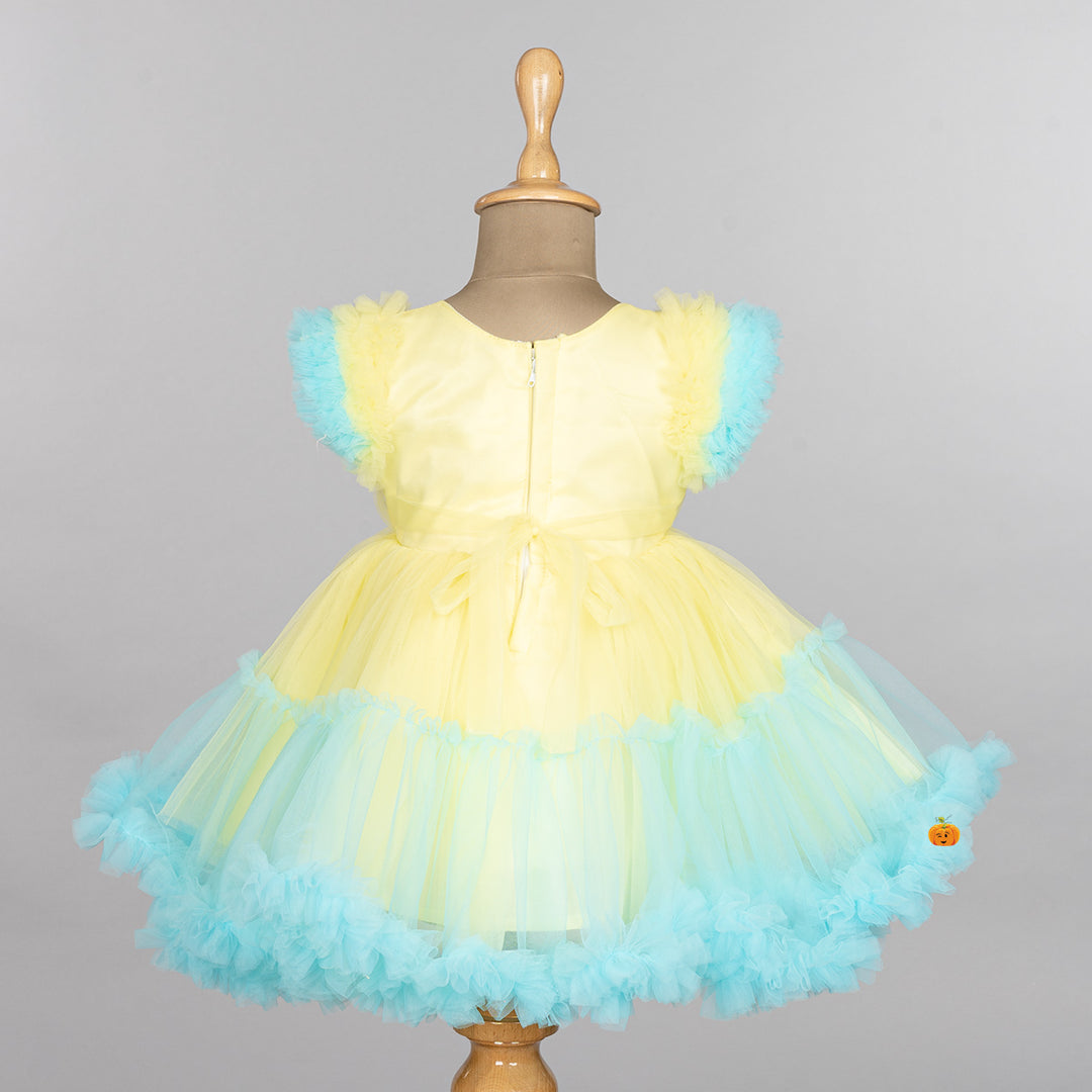Yellow Frill Sleeves Frock for Girls