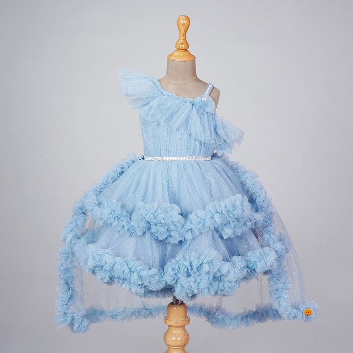 High Low Pattern Frill Frock for Girls Front 