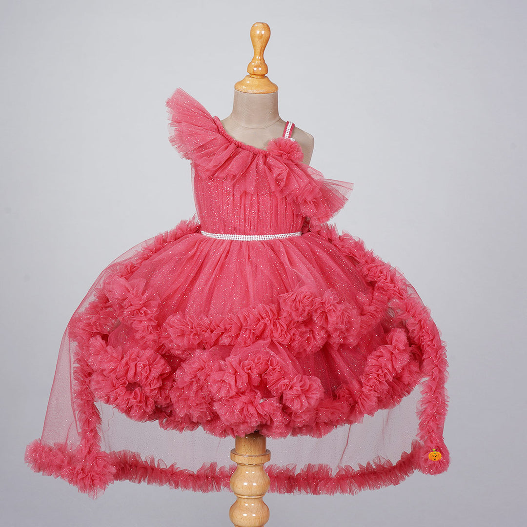 High Low Pattern Frill Frock for Girls Front 