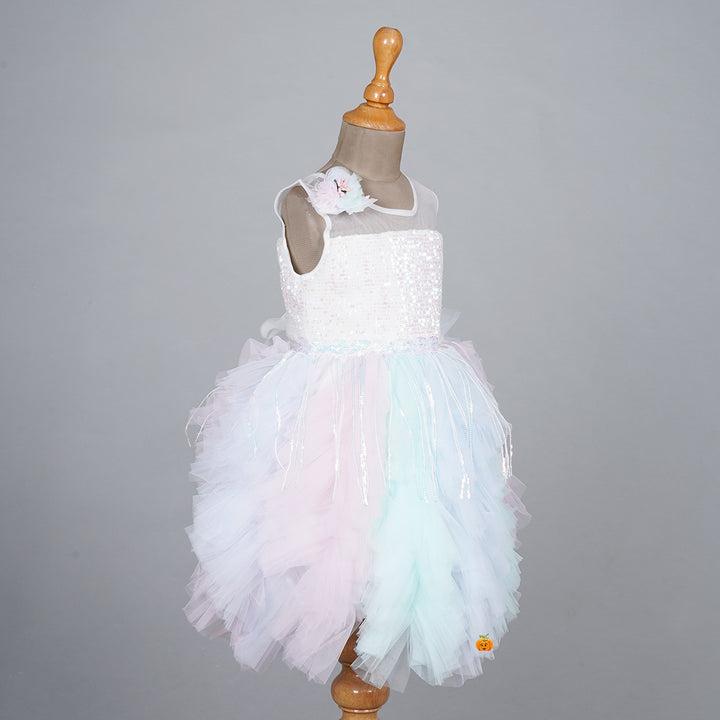Multi Sequin Frill Frock for Girls Side 