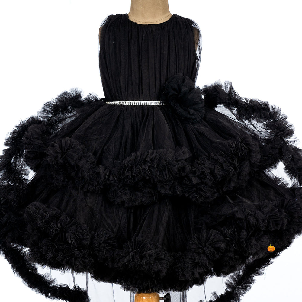 High Low Pattern Frill Frock for Girls Close Up 