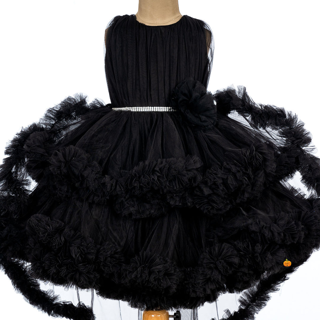 High Low Pattern Frill Frock for Girls Close Up 